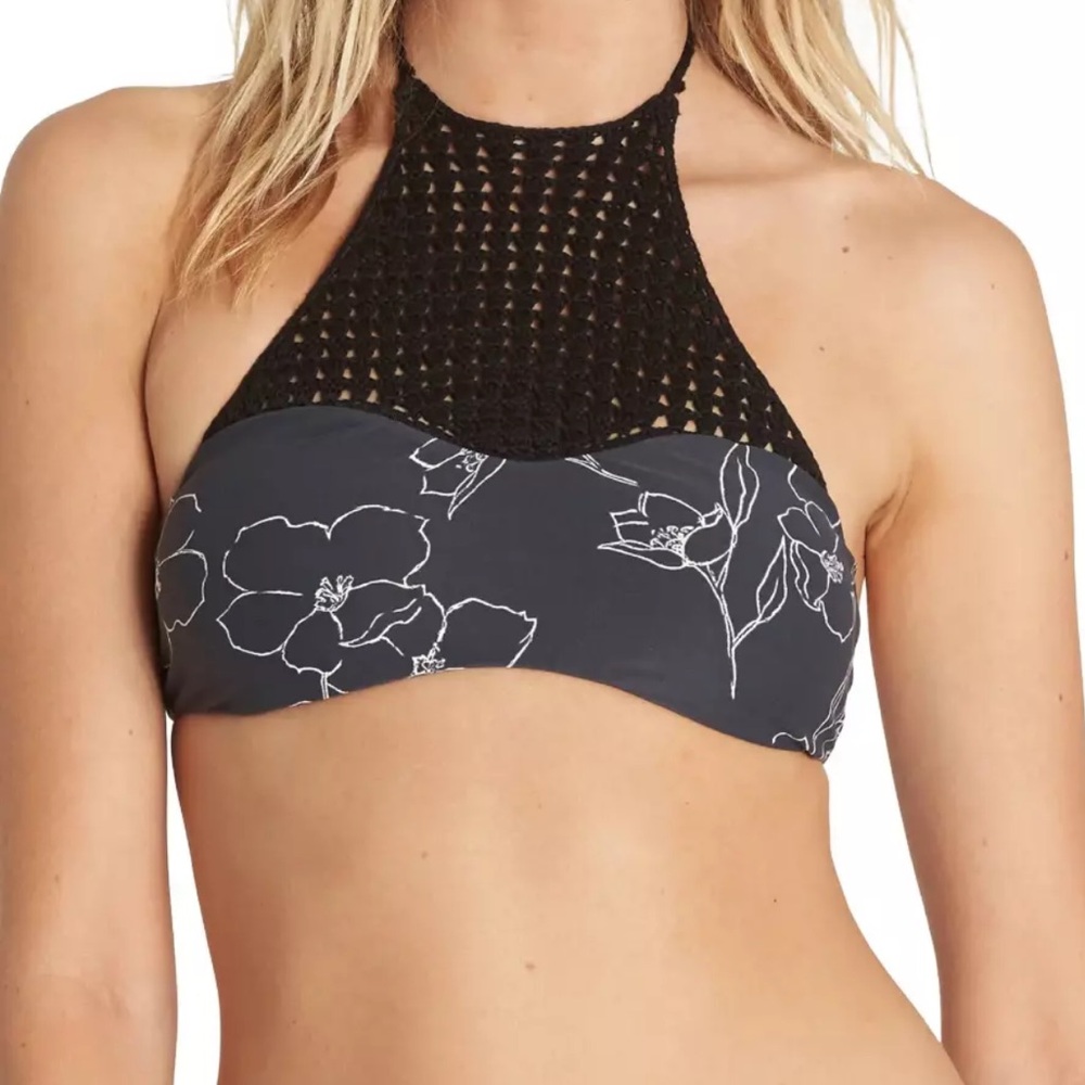 NWT Billabong Black and White Halter Bikini Top Size M,L